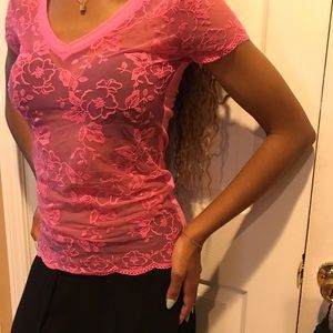 Lightly worn lace pink shirt
